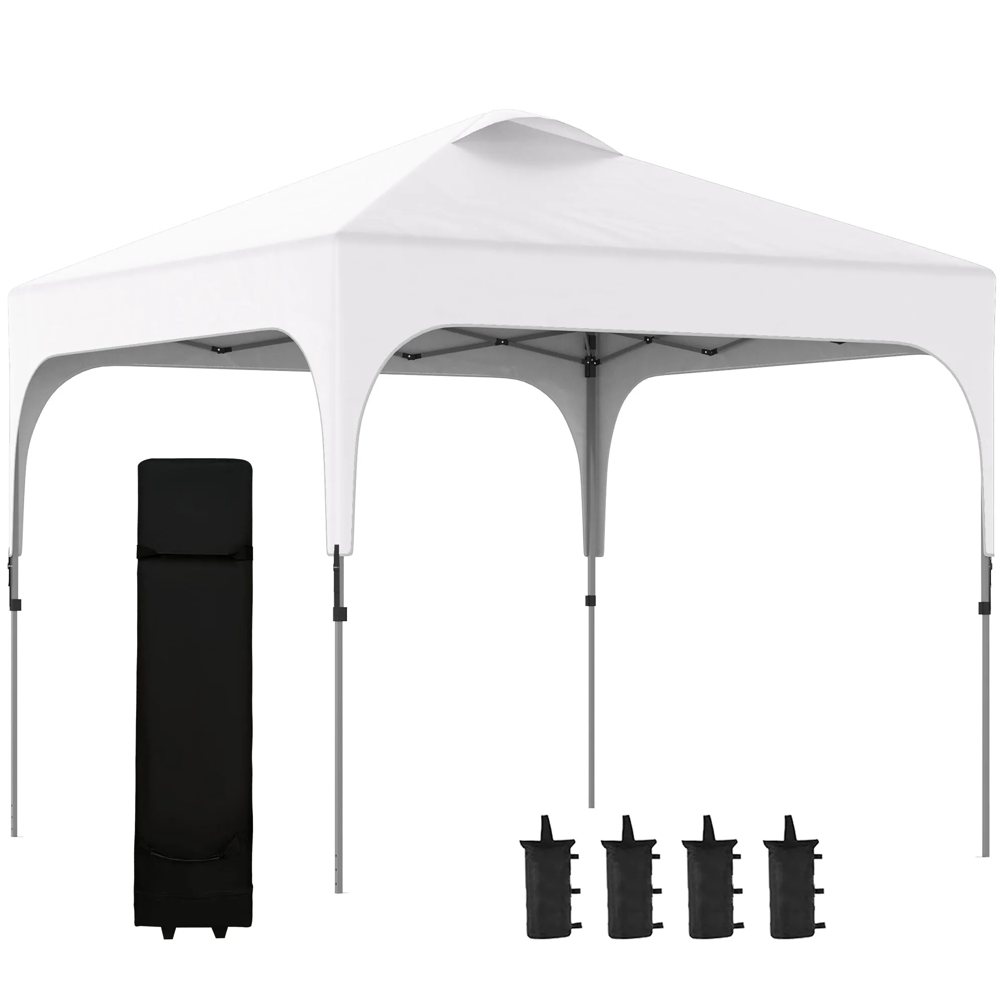 3 x 3 (M) Pop Up Gazebo, Foldable Canopy Tent with Carry Bag with Wheels and 4 Leg Weight Bags for Outdoor Garden Patio Party, White