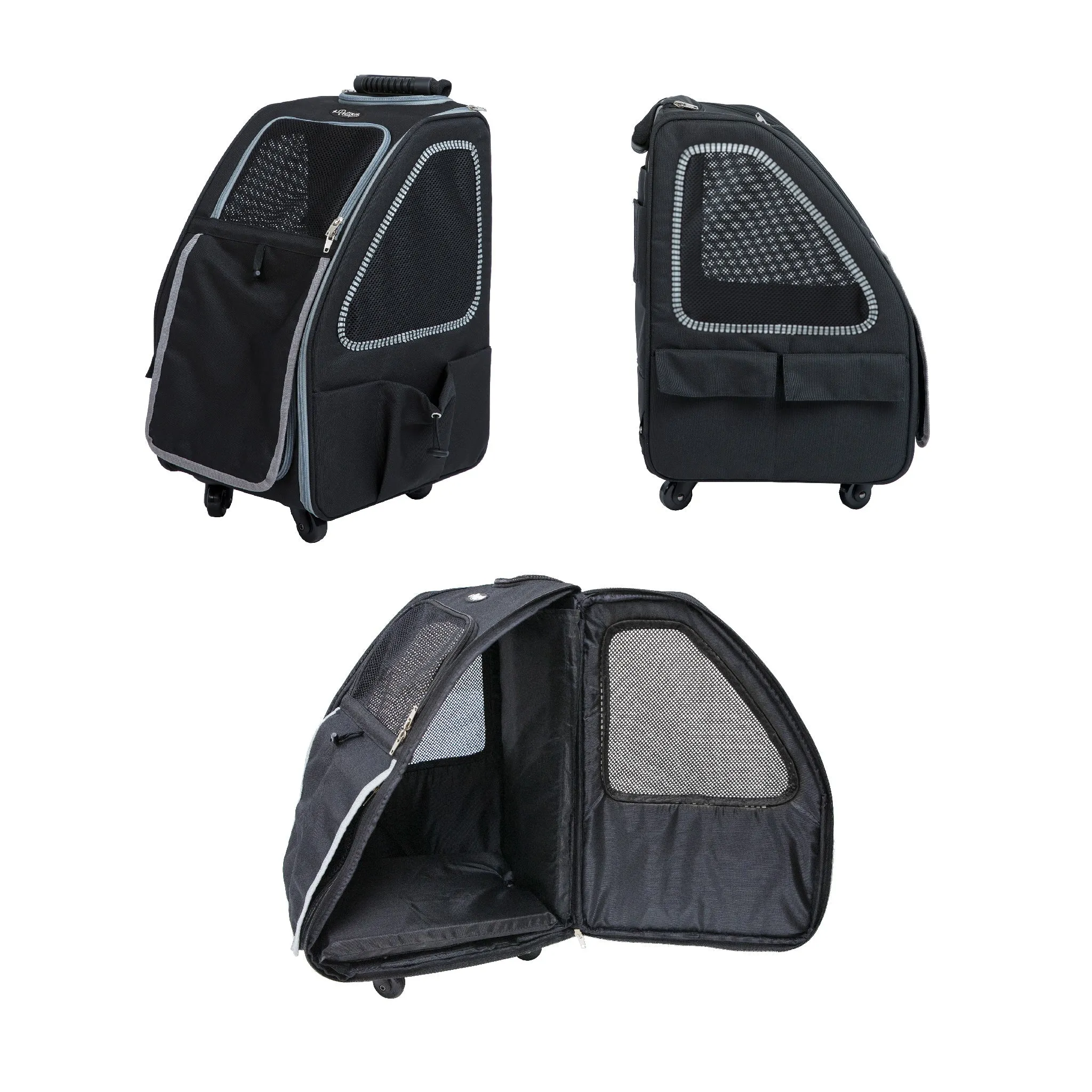 5-in-1 PET CARRIER, Features: Rolling, Top Handle, Backpack, Luggage Attachment, Car Seat ALL IN ONE for Small to Medium Dog, Cat, Bunny, Supports pets up to 25LBS