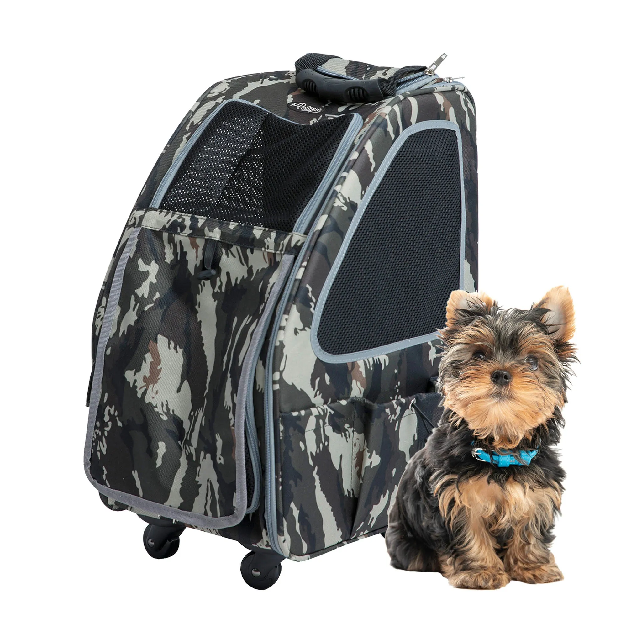 5-in-1 PET CARRIER, Features: Rolling, Top Handle, Backpack, Luggage Attachment, Car Seat ALL IN ONE for Small to Medium Dog, Cat, Bunny, Supports pets up to 25LBS