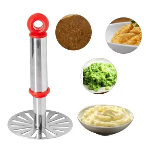 8123 Ganesh Potato / Pav Bhaji Masher with Plastic Handle, Silver & Plastic - Oval Pav Masher, Potato 1-Piece, Smasher Handle, Multicolor