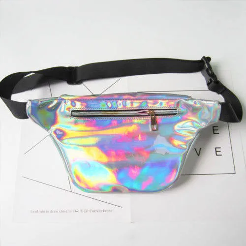 90s retro Iridescent fanny pack waist belt bag