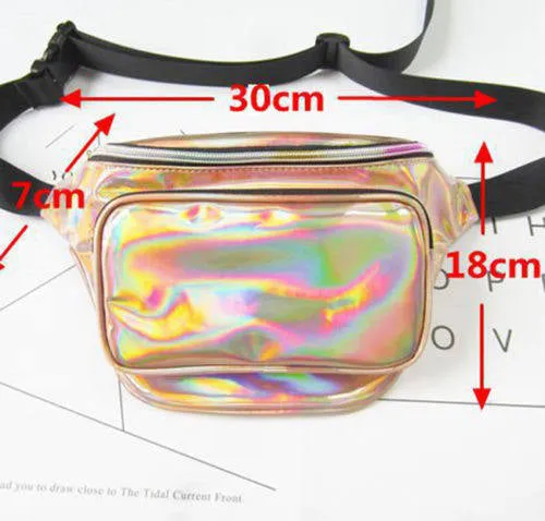 90s retro Iridescent fanny pack waist belt bag