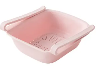 A3016 Kitchen Plastic Drainage Basket Fruit Basket Multifunctional Vegetable Washing Basket Drainer Refrigerator Storage Basket