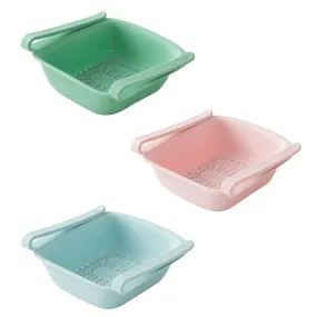 A3016 Kitchen Plastic Drainage Basket Fruit Basket Multifunctional Vegetable Washing Basket Drainer Refrigerator Storage Basket