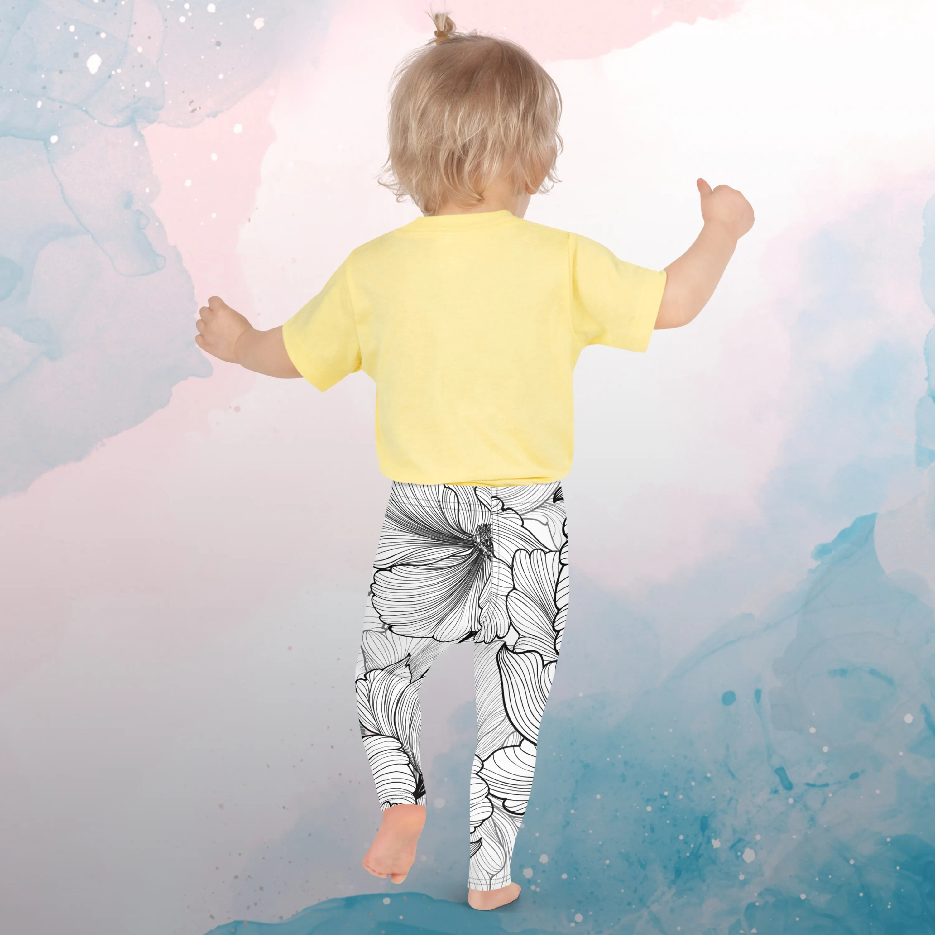 Abstract Lines Floral Pattern Kid's Leggings