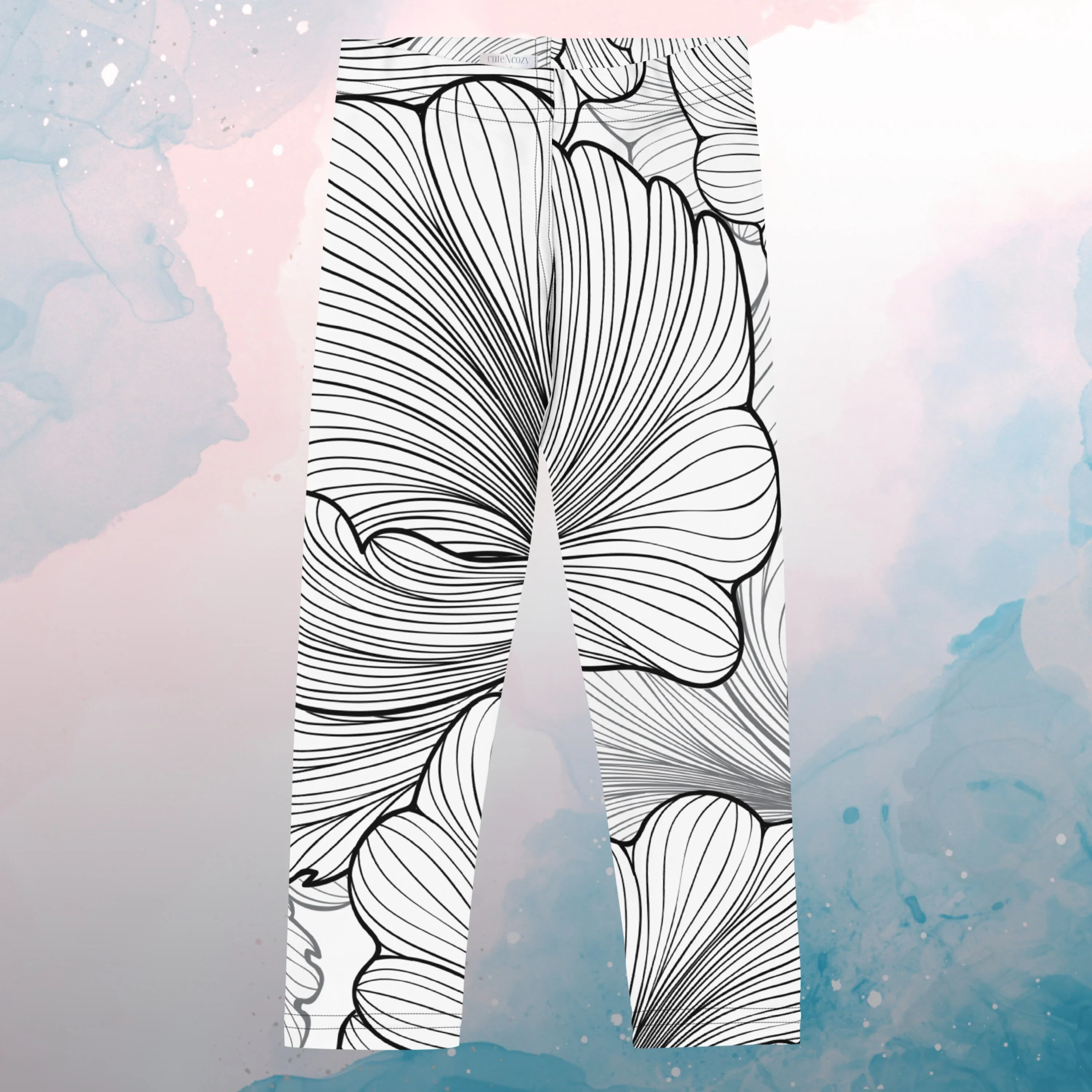 Abstract Lines Floral Pattern Kid's Leggings