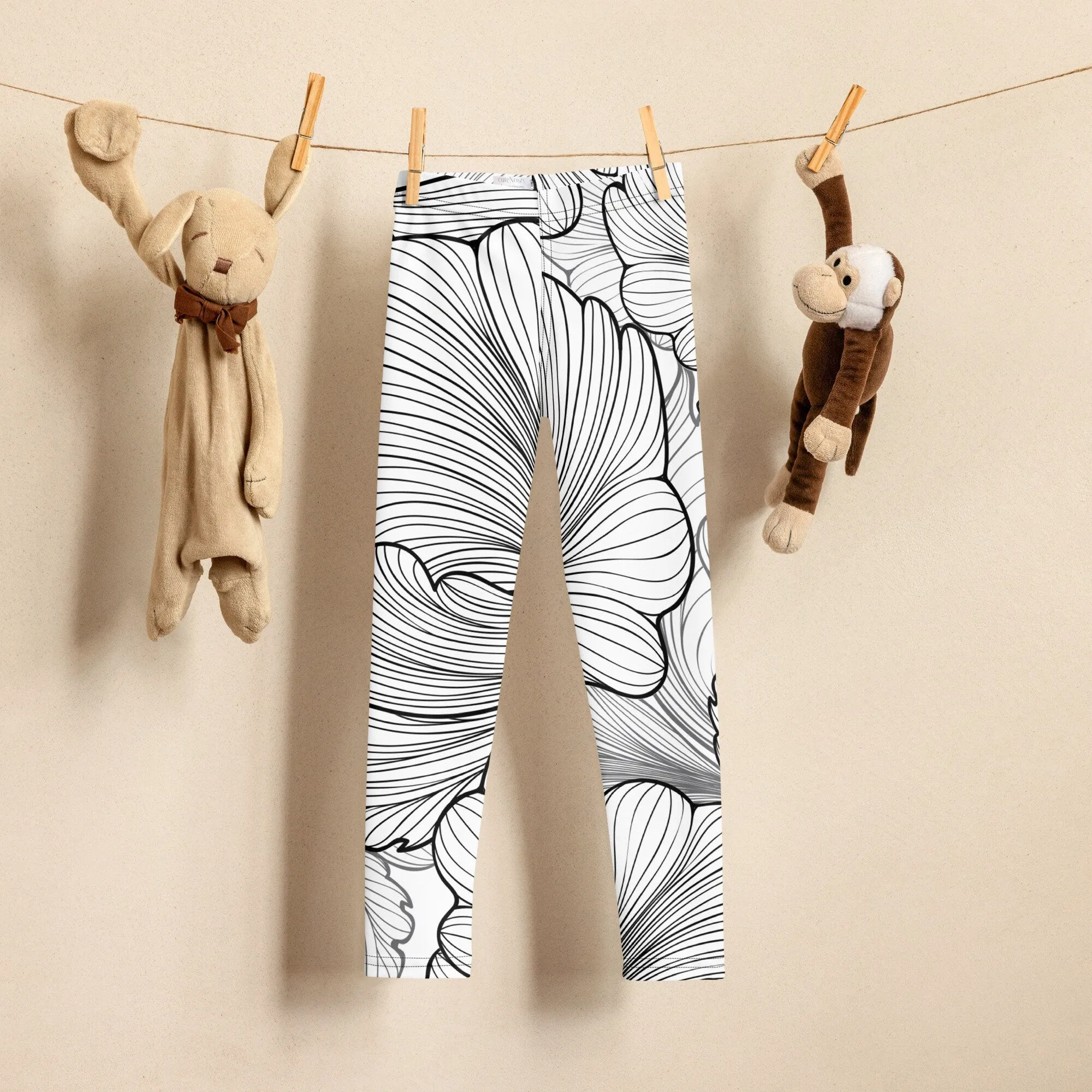 Abstract Lines Floral Pattern Kid's Leggings