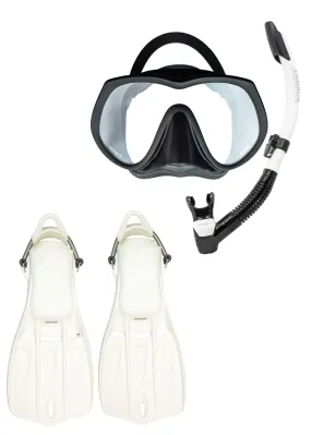 Adreno Manta Mask - Snorkel & Fin Combo - White