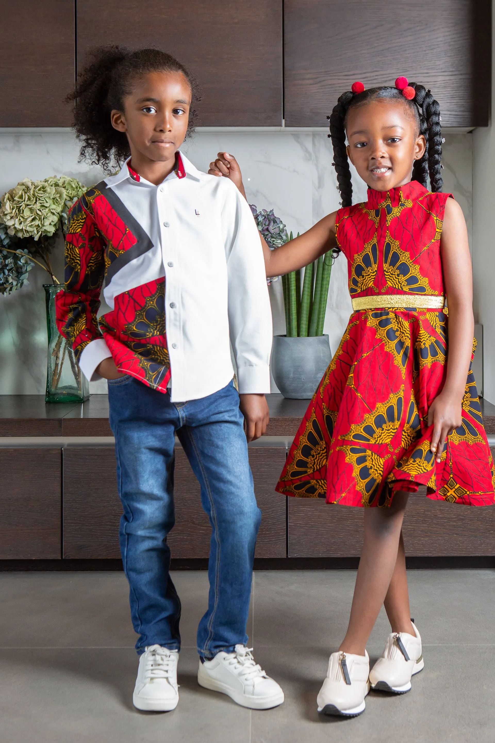 African Shirts for Boys | Boys African Shirt - Tailored Fit White Button Down Oxford Shirt - CHARLES