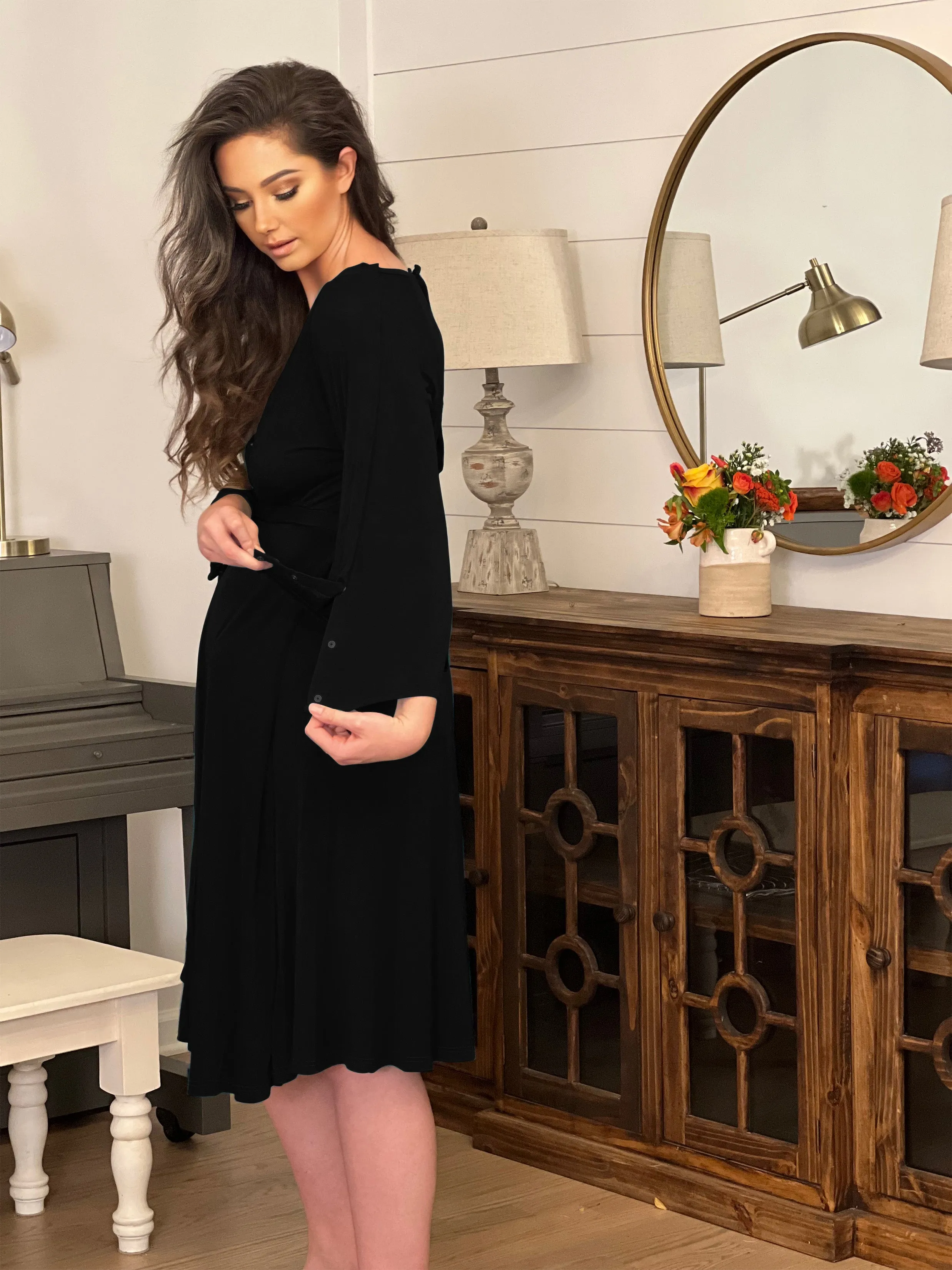 Amelia Labor & Postpartum Gown in Black