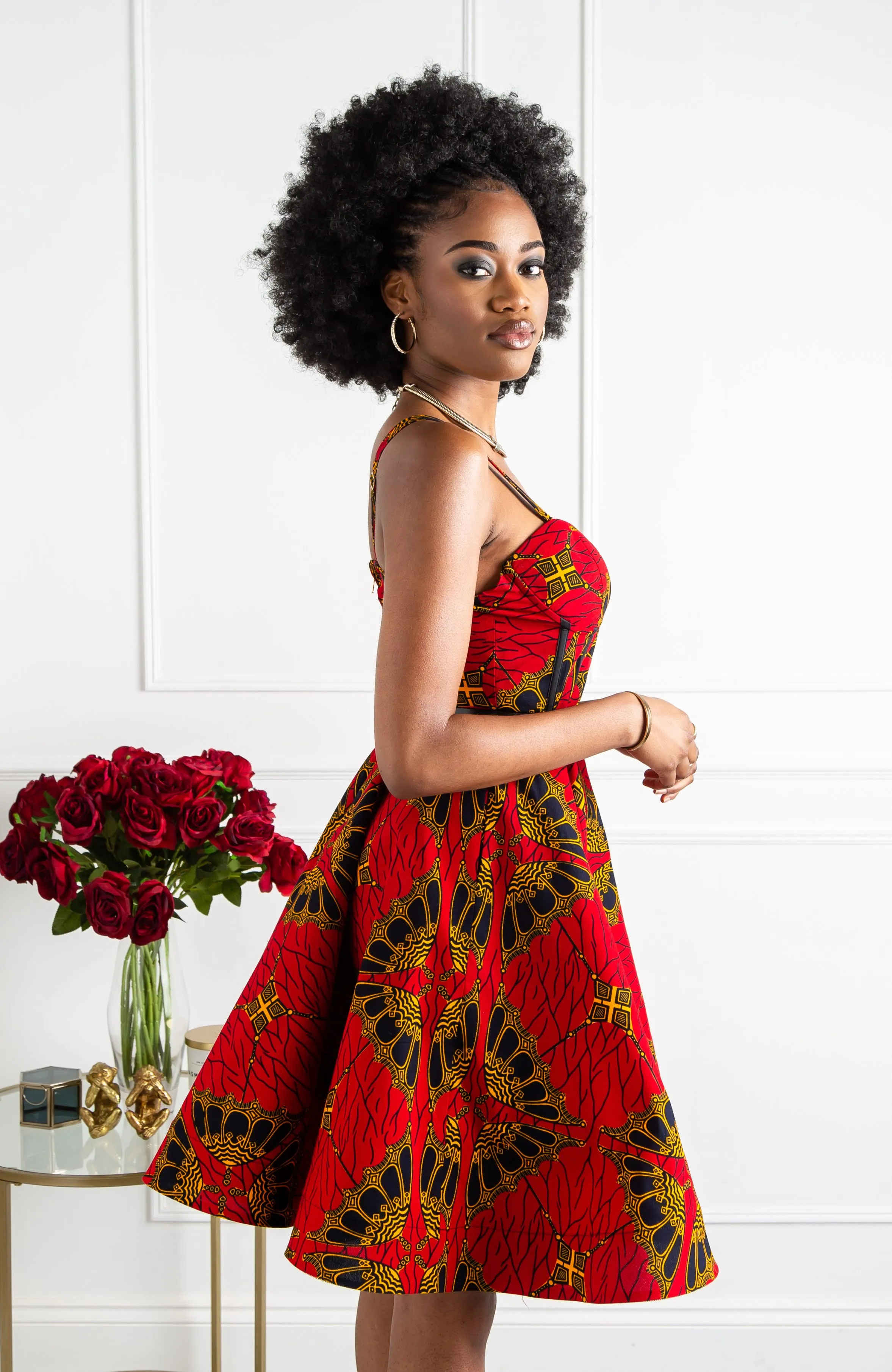 Ankara Corset Fit & Flare Midi Dress - CORDELIA