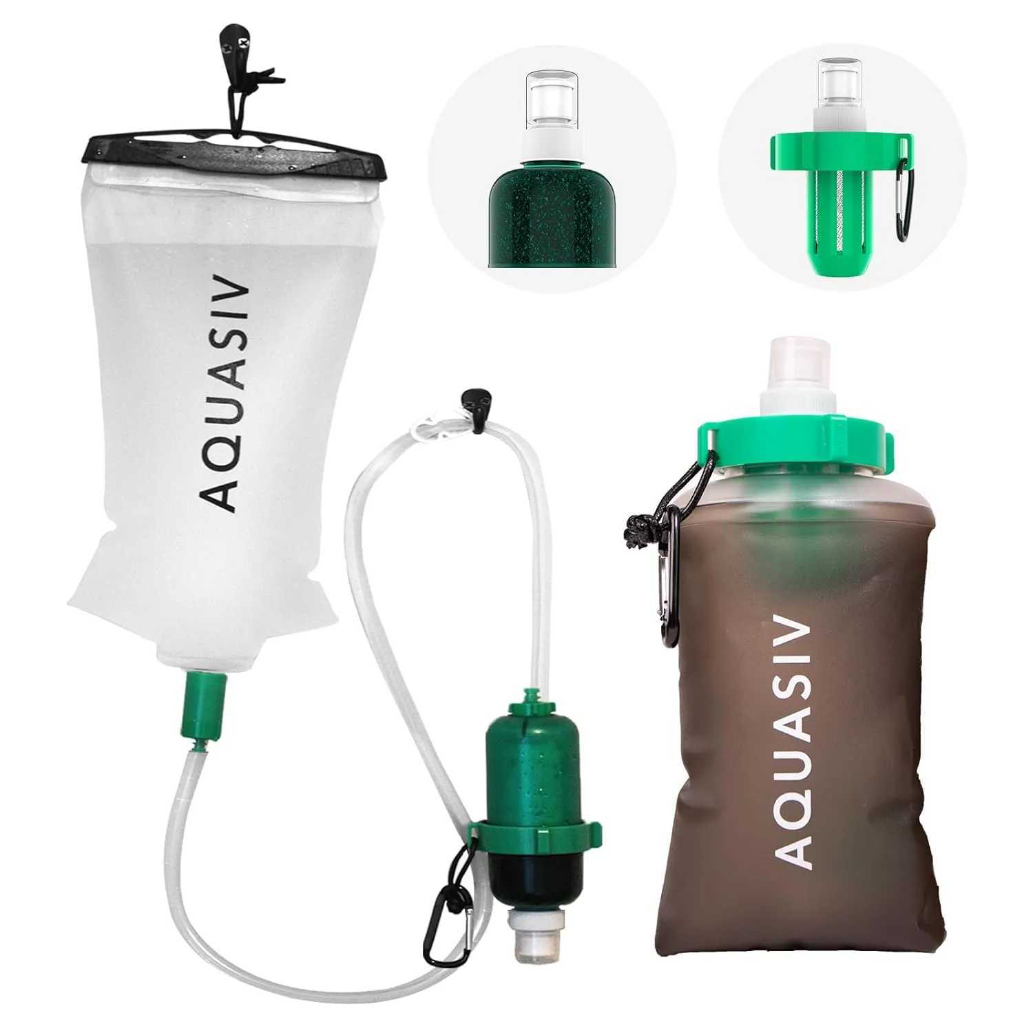 AQUASIV Basecamp Complete filter kit with HFM & Carbon filters, squeeze bag, gravity bag, and many accessories