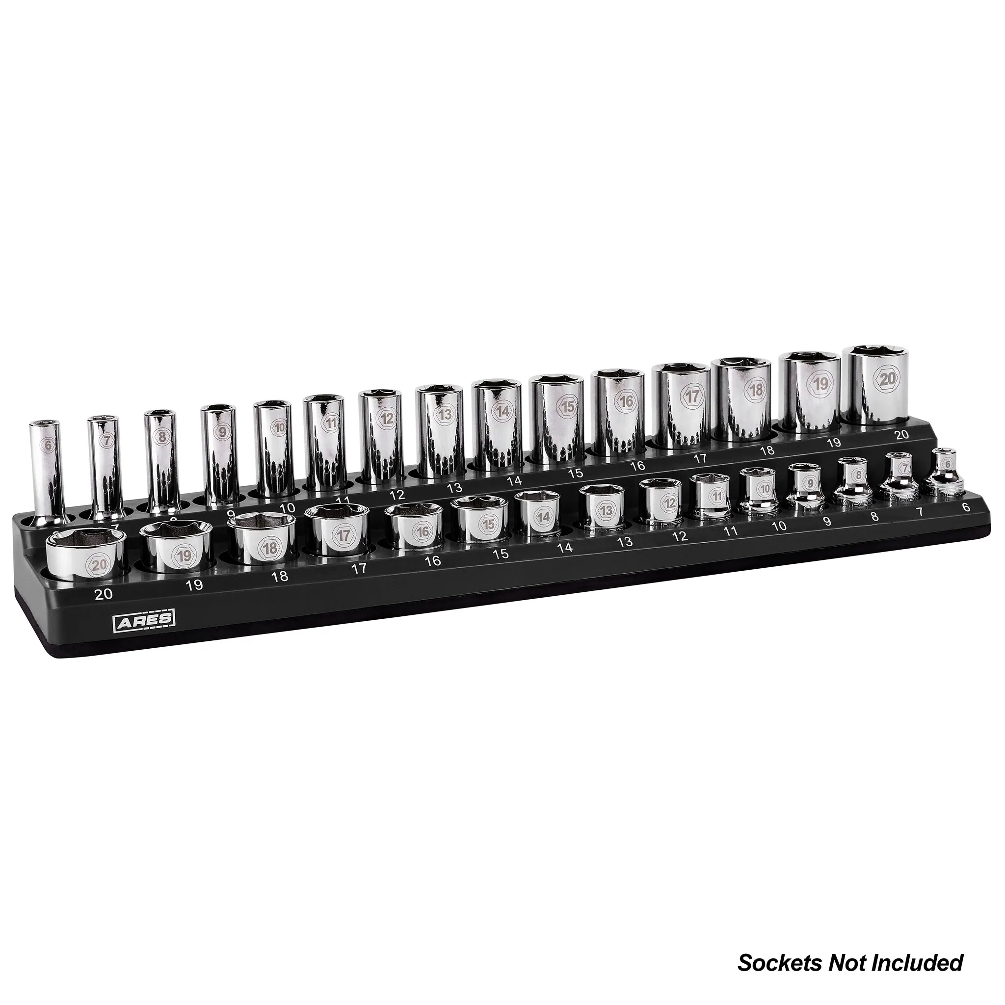 ARES 60034 - 3-Pack Black Metric Magnetic Socket Organizer Set