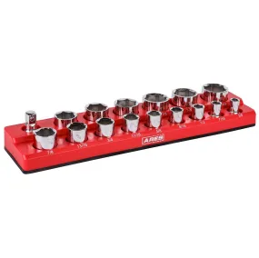 ARES 70236 - 16-Piece 1/2" Red SAE Magnetic Socket Holder