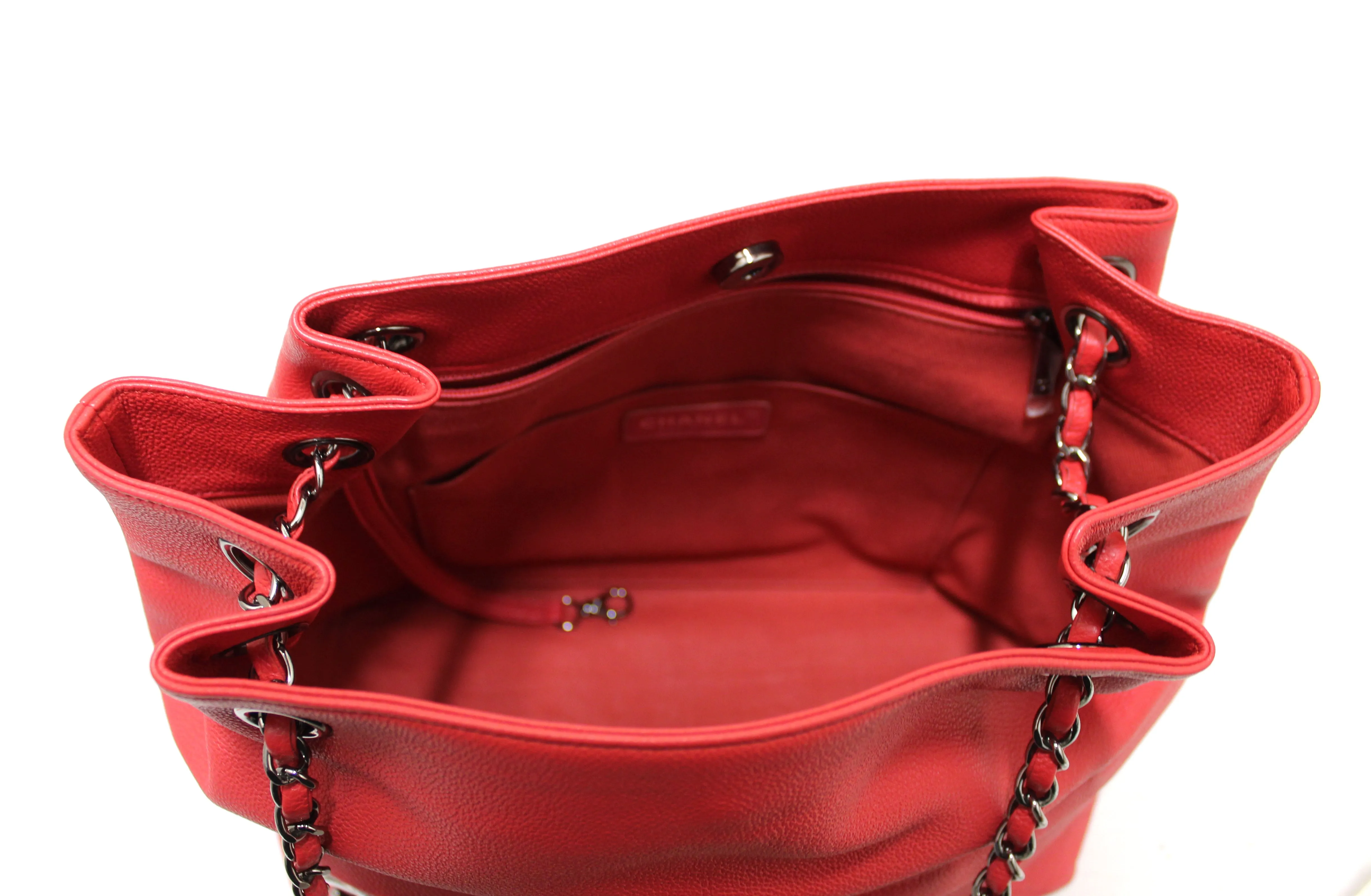 Authentic Chanel Crimson Cambon Bucket Chain Long Shoulder Bag