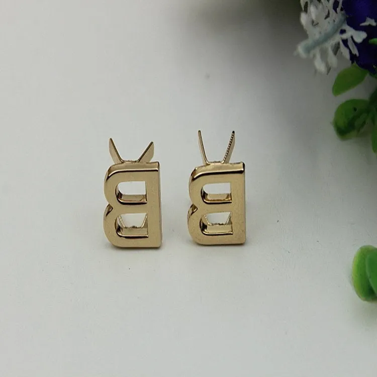 B-Shaped Purse Label 1/10pcs Bag Hardware Charm Light Gold Handmade Purse Handbag Making Metal Decoration 15mm 5/8" Wholesale Supplies