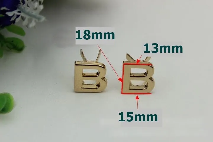 B-Shaped Purse Label 1/10pcs Bag Hardware Charm Light Gold Handmade Purse Handbag Making Metal Decoration 15mm 5/8" Wholesale Supplies