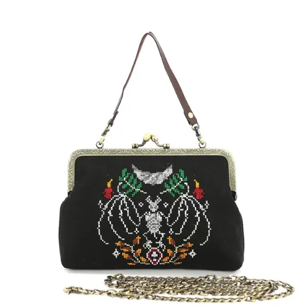 Bag - Skull Bat - Vintage Kisslock Bag