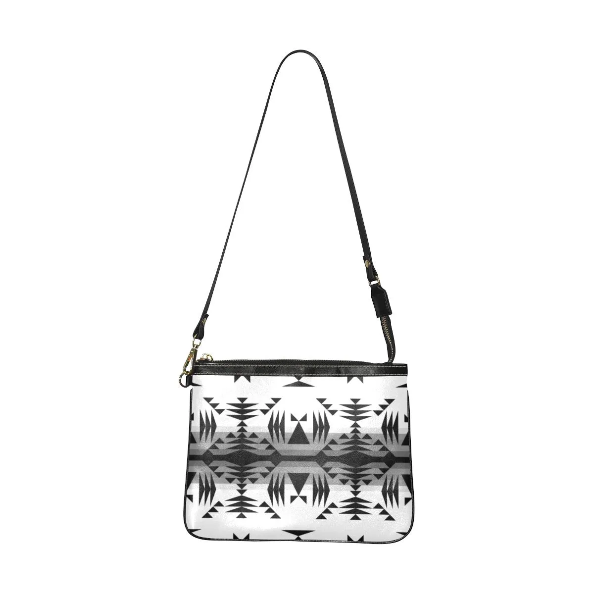 Between the Mountains White and Black Small Shoulder Bag