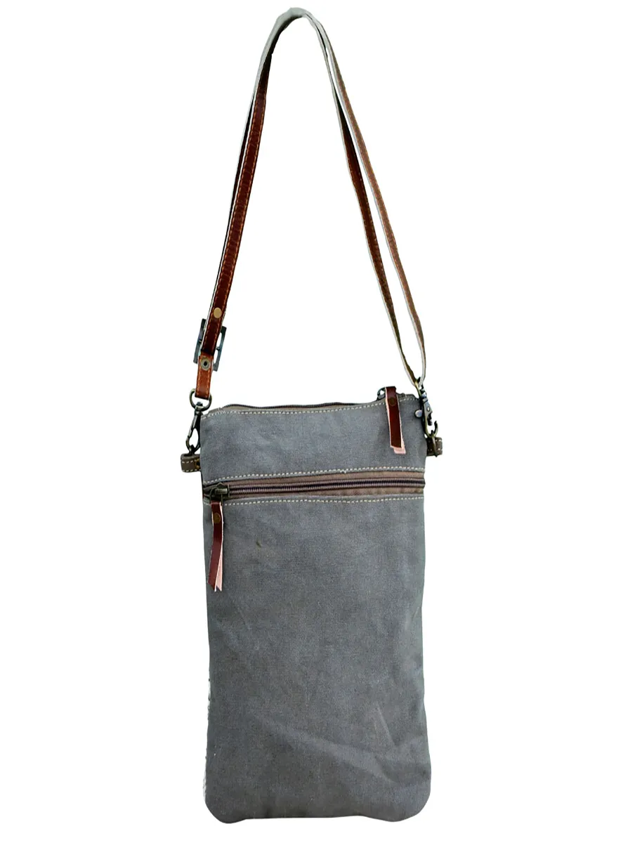 Black and White Canvas Pattern Shoulder Bag