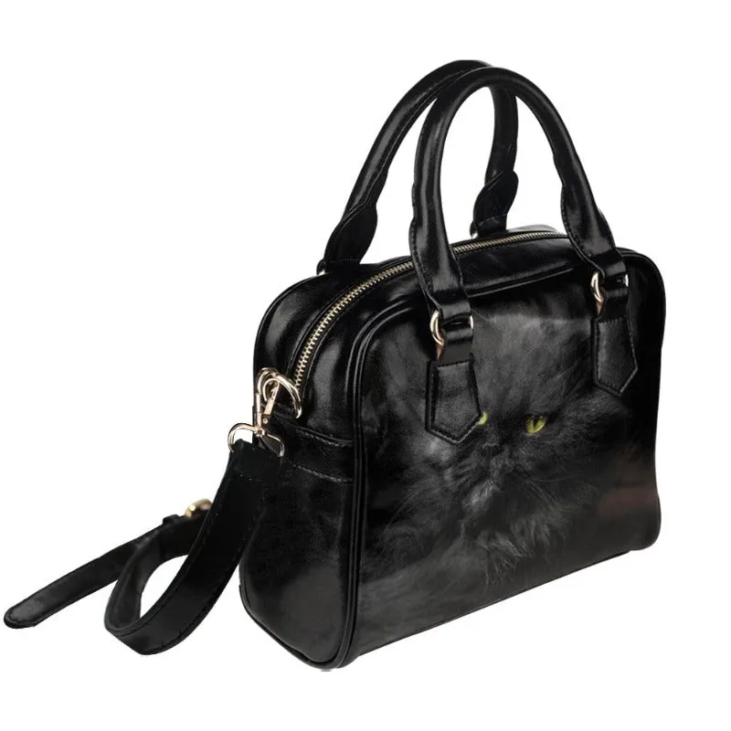 Black Cat Printed - Shoulder Handbag For Women