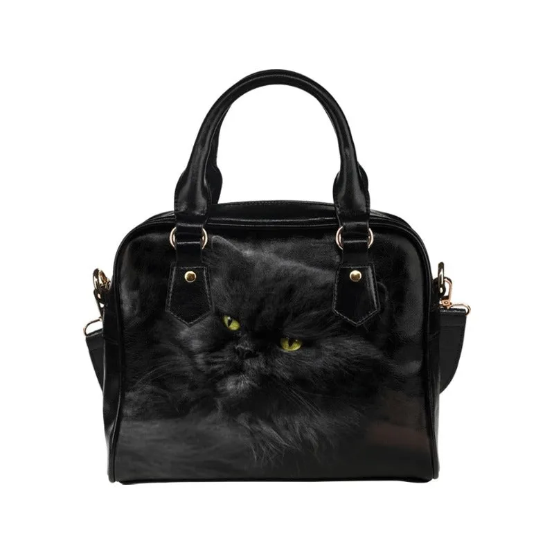 Black Cat Printed - Shoulder Handbag For Women