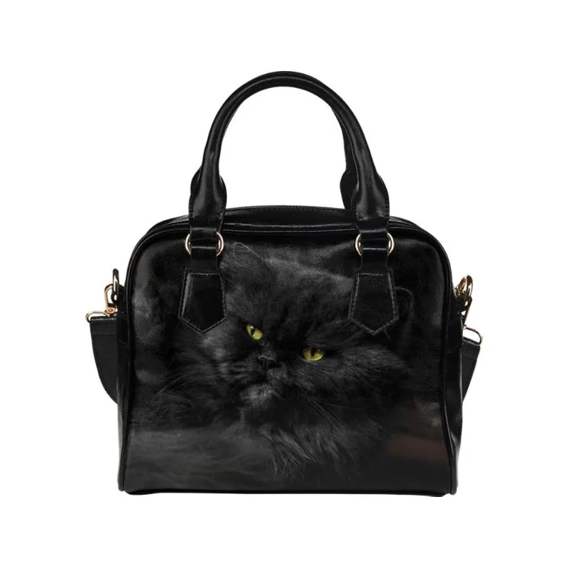 Black Cat Printed - Shoulder Handbag For Women