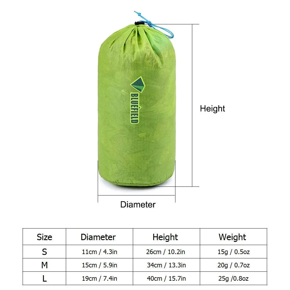 Bluefield Nylon Drawstring Bag Swimming Bag Ultra Light Waterproof Dry Bag Pack Sack Tent Peg Pouch Outdoor Camping Equipment