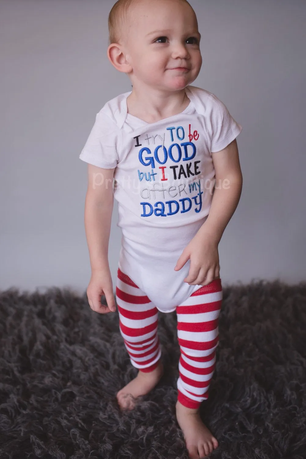 Boys outfit set  - I try to be good but I take after my daddy bodysuit or shirt and legwarmers