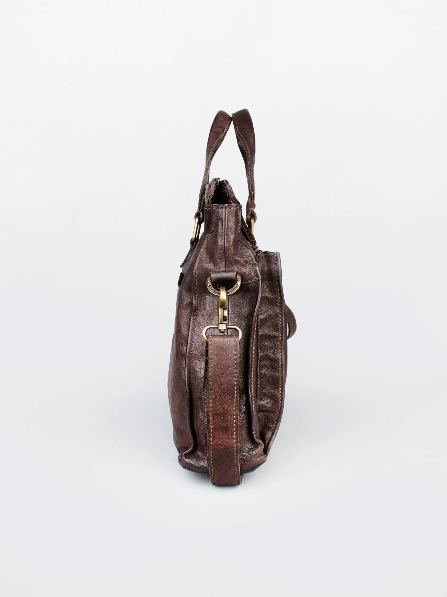 Brown Leather Laptop Bag By Art N Vintage