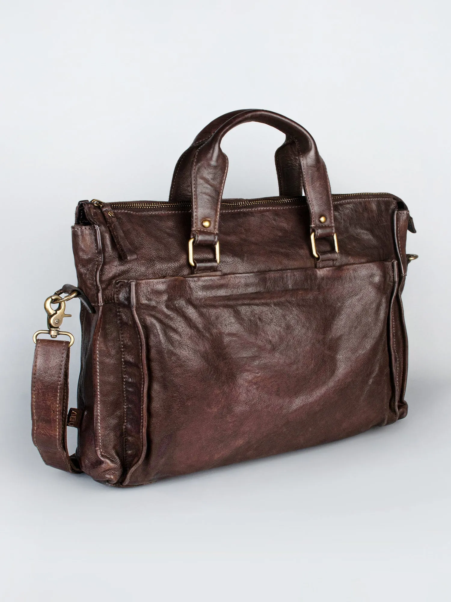 Brown Leather Laptop Bag By Art N Vintage