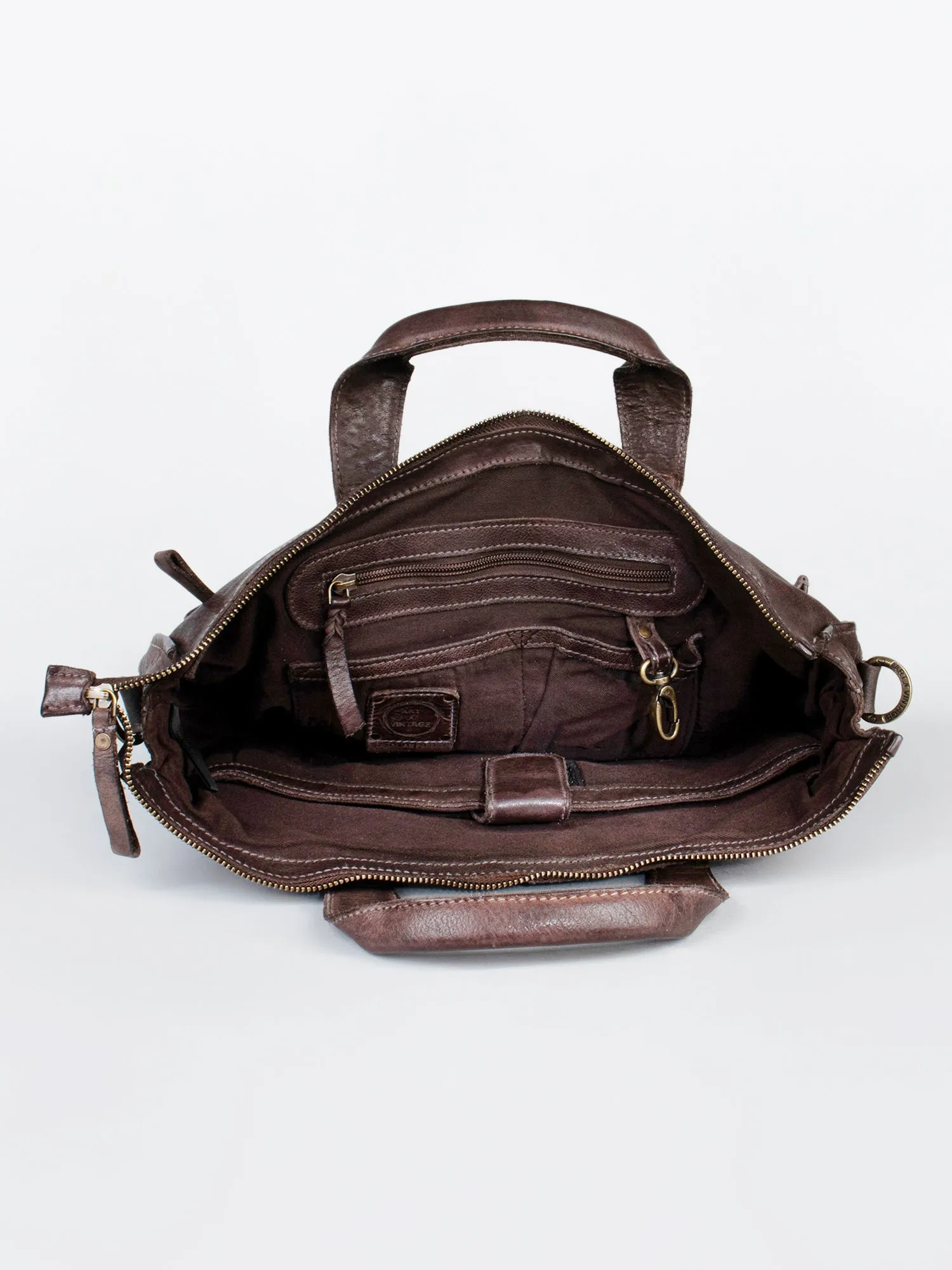 Brown Leather Laptop Bag By Art N Vintage