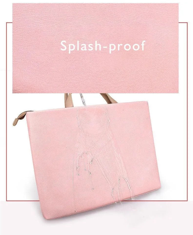 Business And Casual Soft Leather Laptop Bag- Pink