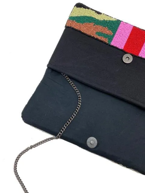 Camo & Stripe Handmade Beaded Clutch