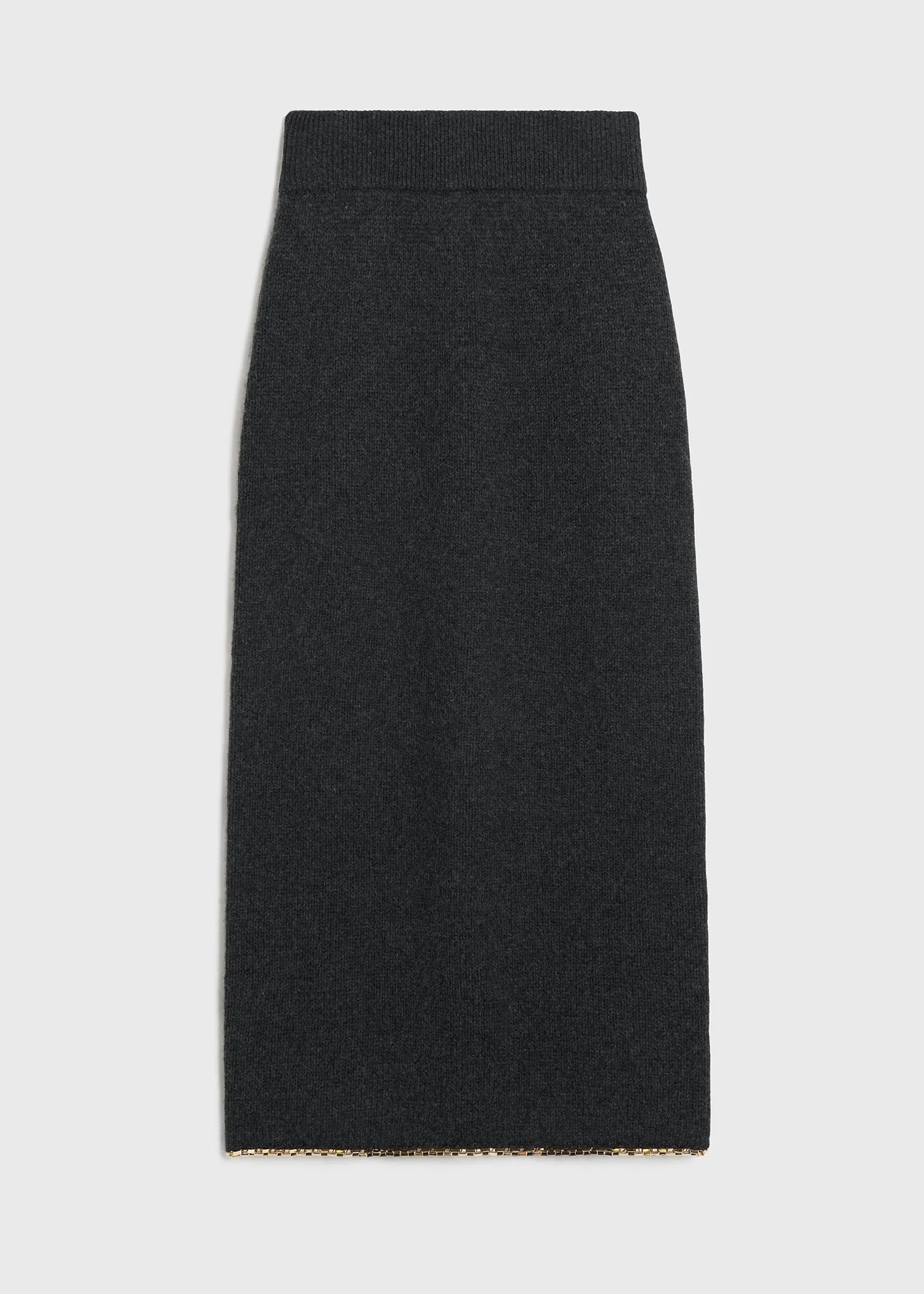 Chain-edge knit skirt charcoal mélange