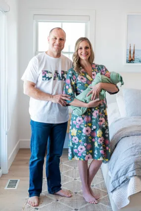 Charlotte Robe & Sage Swaddle & Dad T-Shirt