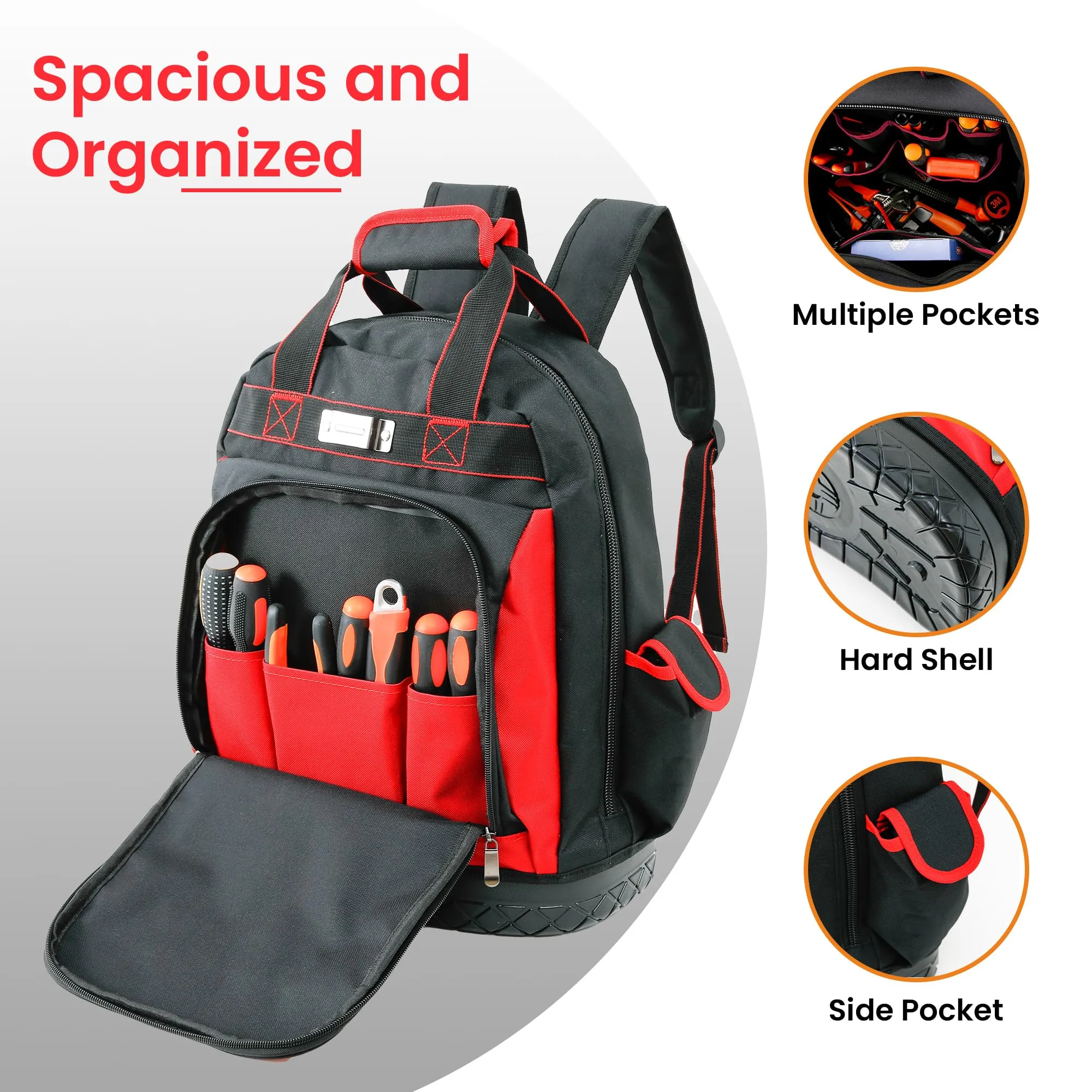 Cheston Ultra Tool Bag Backpack | Tool Organiser 50  Multiple Compartments for Tools and Padded Handles | 40 kg Load Capacity I Heavy Duty & Water proof I For Professional Plumber Electricians