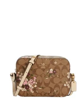 Coach Mini Camera Bag In Signature Canvas With Evergreen Floral Print