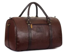 Combo: The Clownfish Magnum 34L Faux Leather Duffle Bag & Toiletry Kit | 2 Pieces | Chocolate Brown