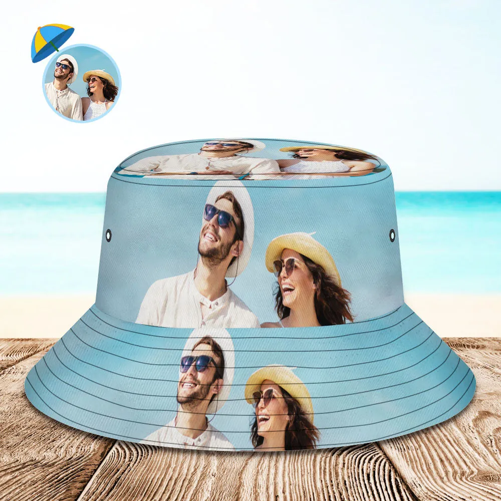 Custom Bucket Hat Photo Bucket Hat Personalised Wide Brim Outdoor Summer Cap Hiking Beach Sports Hats Gift for Lover