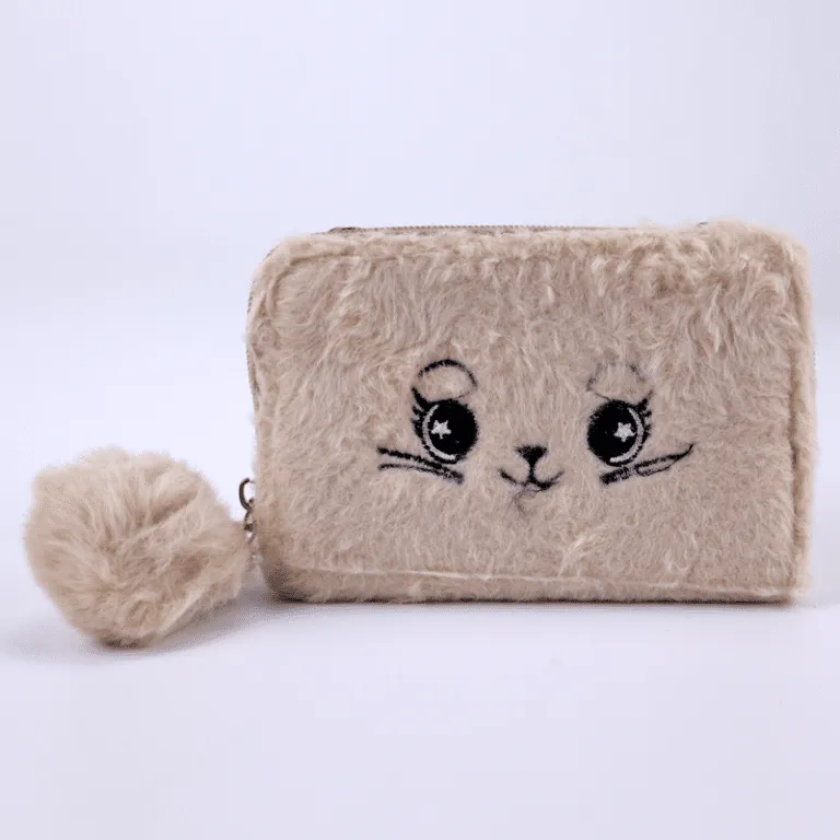 Cute Fluffy Cat Soft Plush Chain Shoulder Bag Wallet