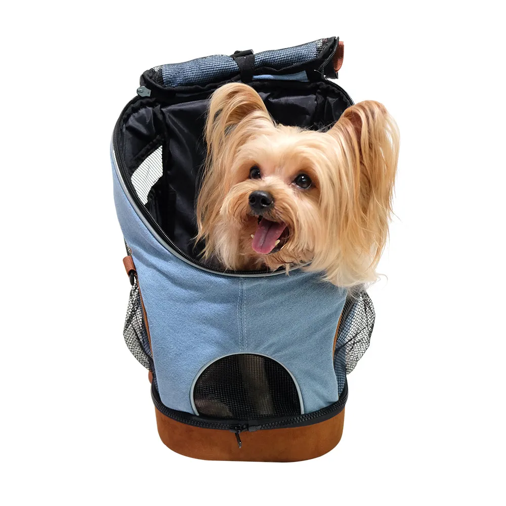 Denim Fun Lightweight Pet Backpack by Ibiyaya - New & Improved