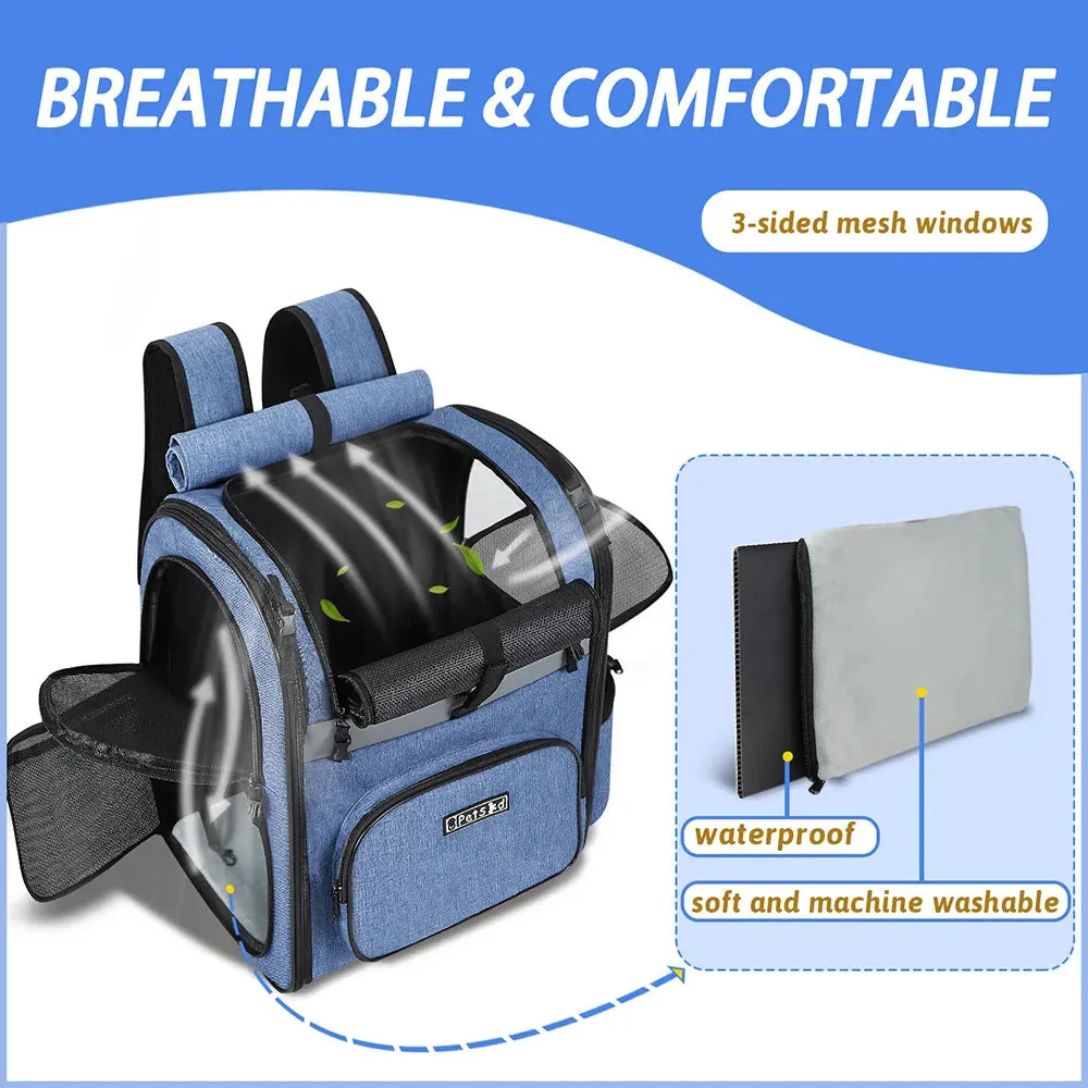 Dog Carrier Bag Pet Double Shoulder Backpack Sturdy Frame Breathable Foldable Dog Double Doors Bag Fits 20 lbs Pets Travel Set