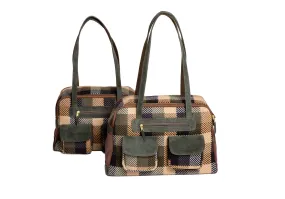 Dog Carrier - Winter - Blue, Green & Tan Wool Plaid