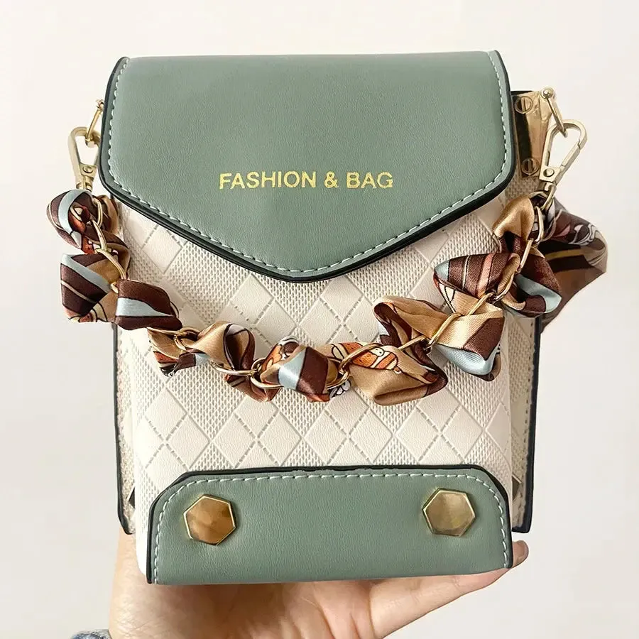 Fashion Women Handbag Crossbody Bag Fashion Women Pattern Shoulder Bag Hardware Chain Strap Color Block Messenger Handbag Composite Crossbody Bag Waist Bag