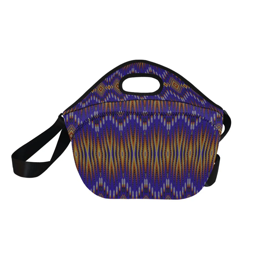 Fire Feather Blue Neoprene Lunch Bag/Large