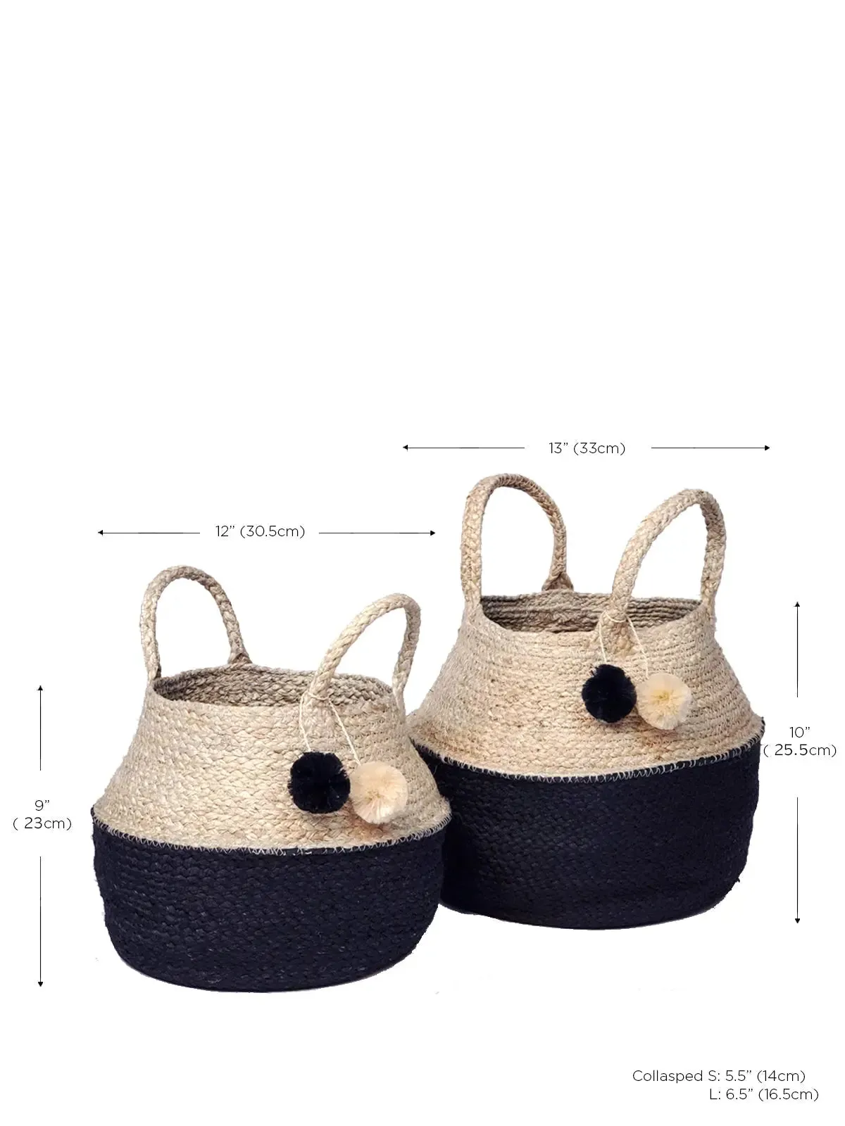 Foldable Basket Bag | Handwoven - Natural & Black