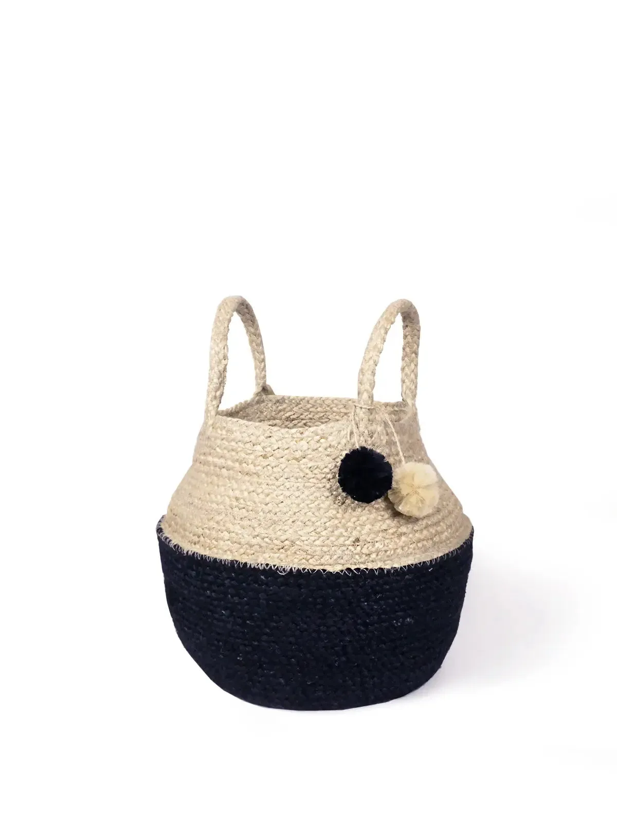 Foldable Basket Bag | Handwoven - Natural & Black