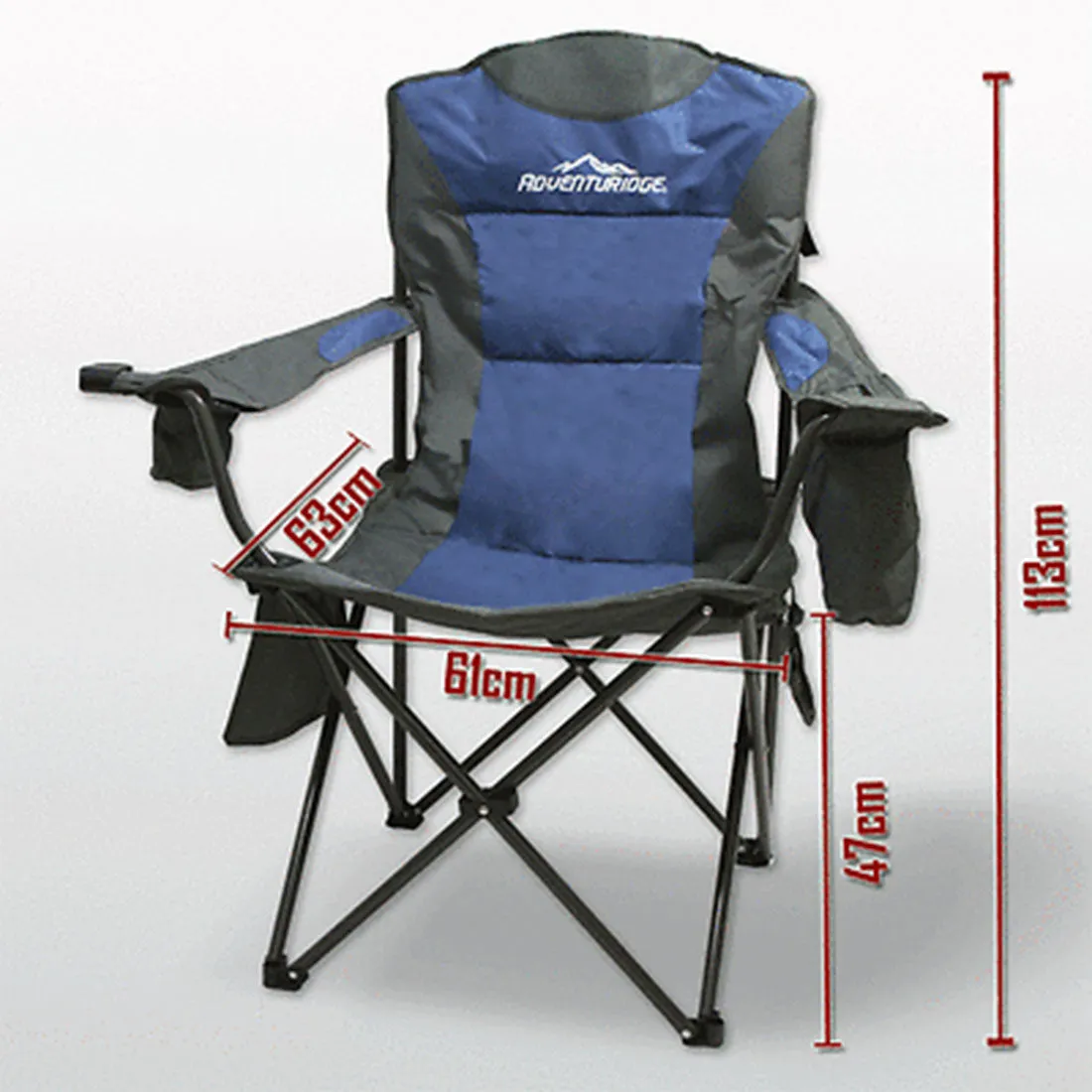 Foldable Folding Camping Chair Retreat Recliner Beach Outdoor Picnic Travel Camp - blue