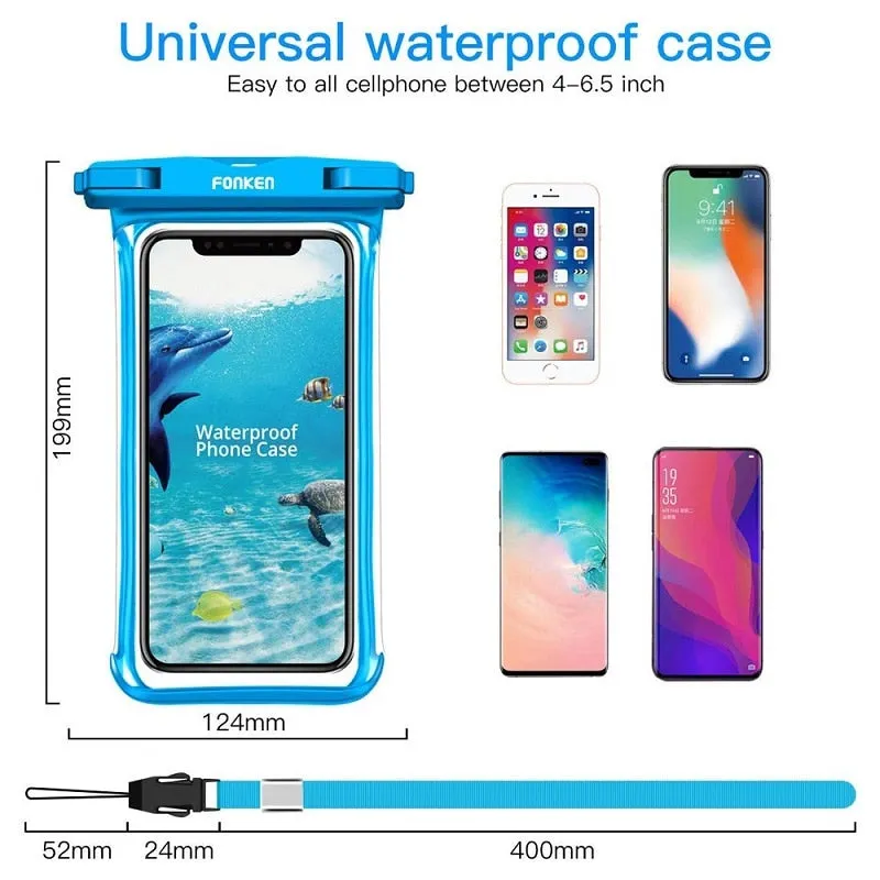 FONKEN Waterproof Phone Case For Iphone Samsung Xiaomi Swimming Dry Bag Underwater Case Water Proof Bag Mobile Phone Coque Cover